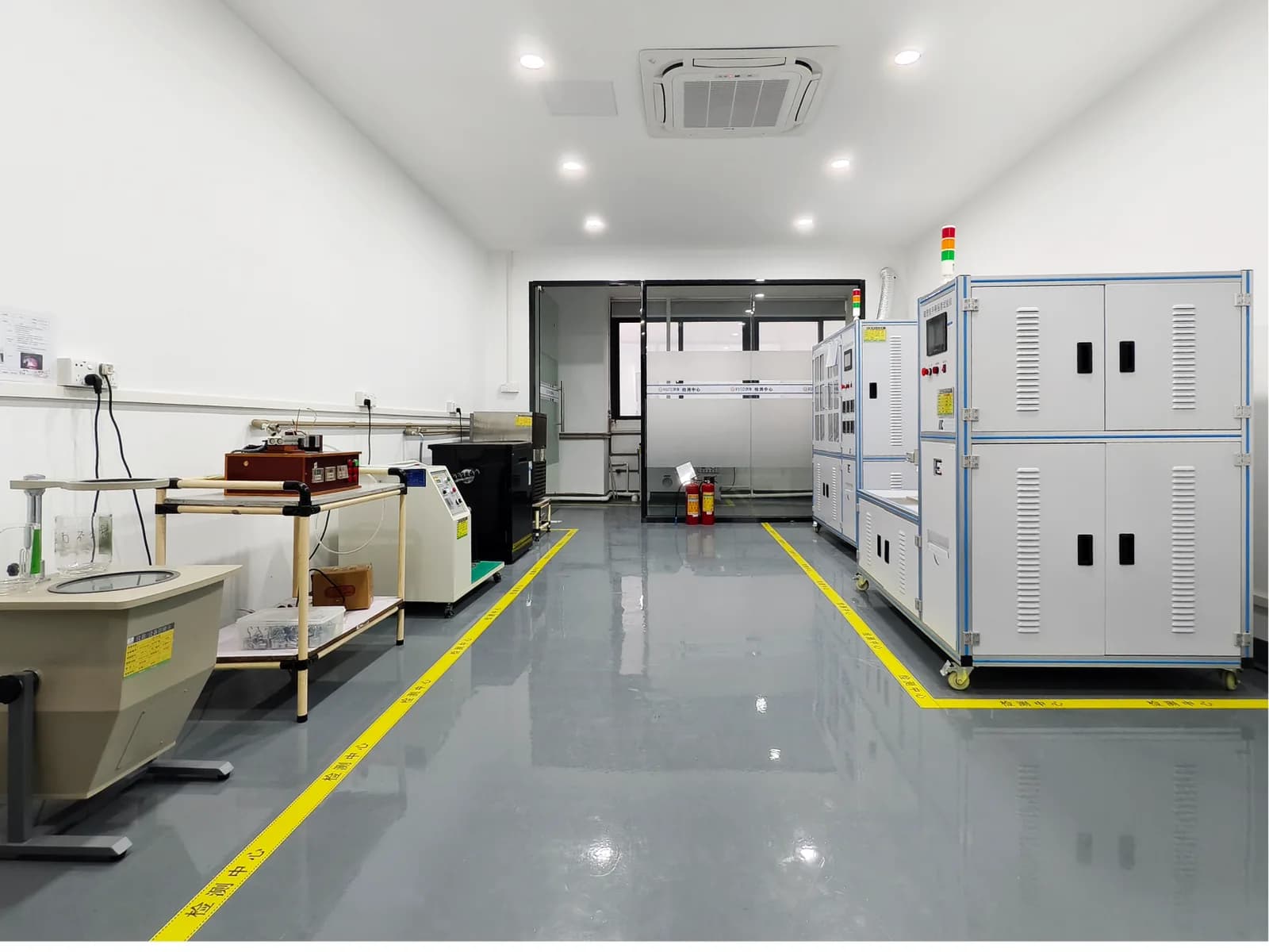 Reliability testing laboratory with product durability testing equipment